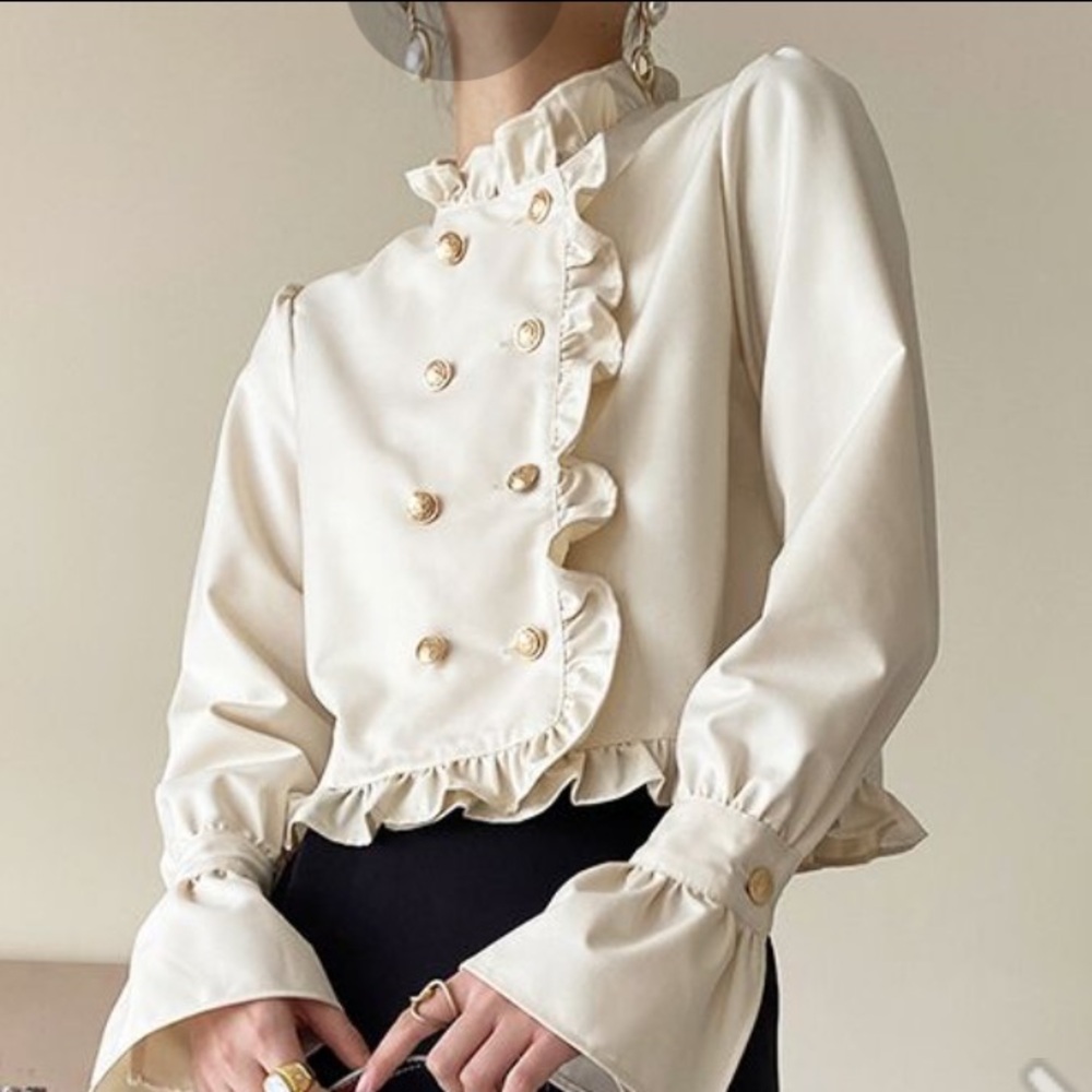 Chicwish Cream Ruffled Blouse